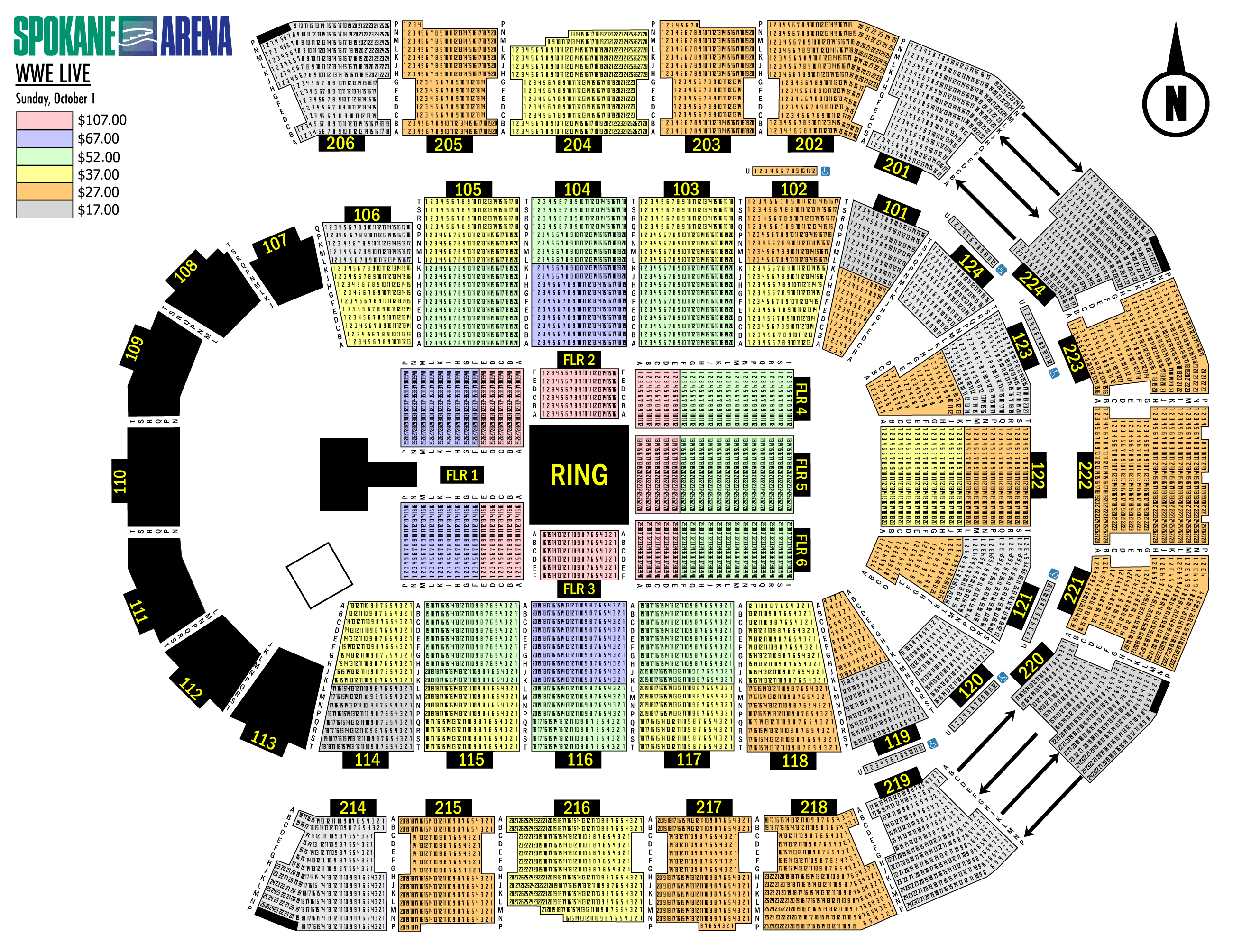 Kamca. corbin arena seating chart wwe. wwe live spokane arena saturday june...